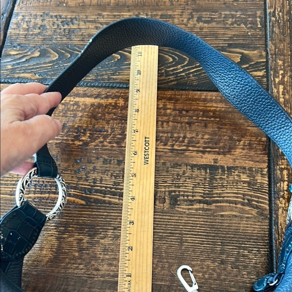 Brighton Blue Hobo Bag with Crescent Shape and Silver Detail - Picture 5 of 15